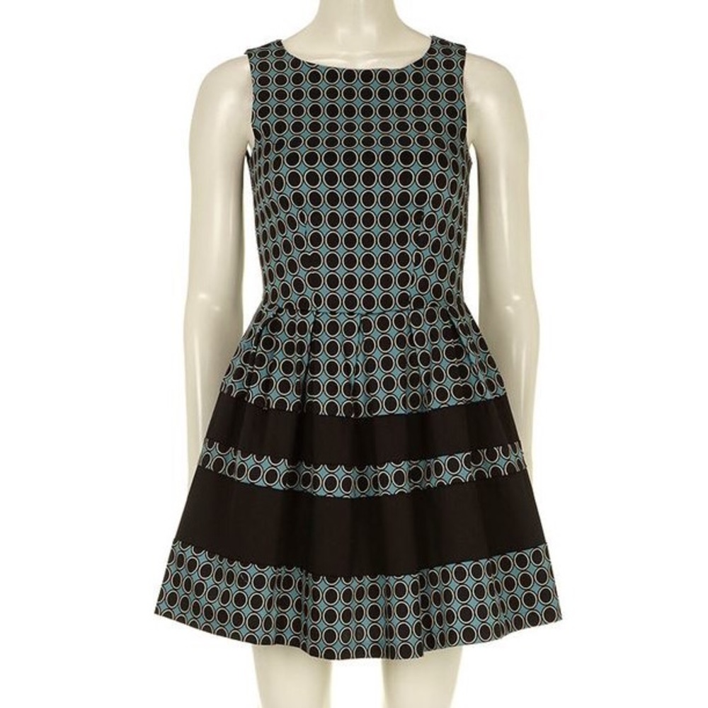 Sale! Teal Big Cotton Contrast Dress